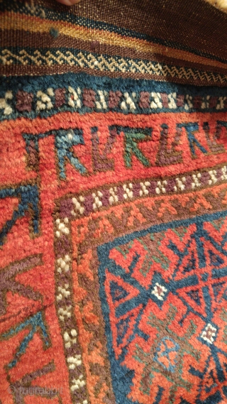 Antique Baluch Balisht, 61cm X 96cm (24"x38"). Dense, radiant wool, saturated dyes, good color and age.  Pristine condition              