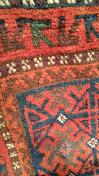 Antique Baluch Balisht, 61cm X 96cm (24"x38"). Dense, radiant wool, saturated dyes, good color and age.  Pristine condition              