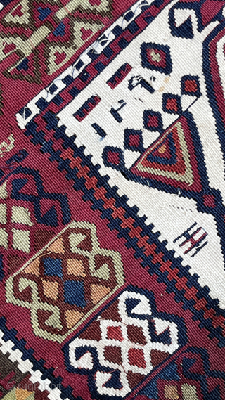 Antique Anatolian kilim. 107 cm x 150 cm (3'6" x 4'11") Dated 1290 (1873). Images are full front and reverse sides. Excellent condition. Rich autumnal palette. Recently washed. Contact: jgz10101@gmail.com. Modest ...