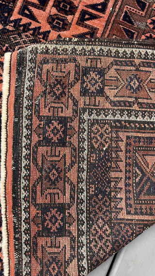 "Yacub Khani" Baluch rug. 208 x 104 cm (82" x 41") Scattered oxidizing browns, lusterous pile, skillfully drawn border, overall very good condition. Very reasonably priced. Contact: jgz10101@gmail.com