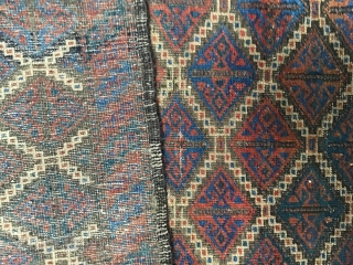 Sparkling small Baluch antique rug with gul lattice outlined in camel hair, ver6 good condition, 31 x 60 inches.
USD 450.- including shipping in the US. Please email jbatki@twcny.rr.com     