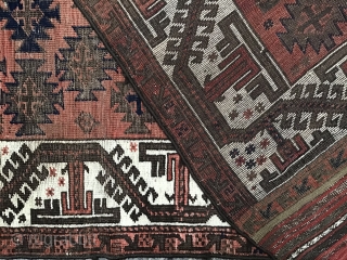 small antique Baluch rug with 23 ashik guys on old rose madder field, 36 x 61 inches (including end kilims).
Good condition, even low pile, sides re -wrapped. Please inquire jbatki@twcny.rr.com   