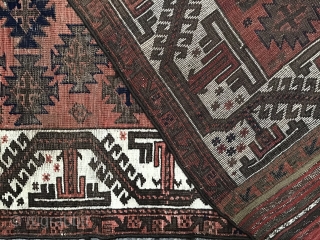 small antique Baluch rug with 23 ashik guys on old rose madder field, 36 x 61 inches (including end kilims).
Good condition, even low pile, sides re -wrapped. Please inquire jbatki@twcny.rr.com   