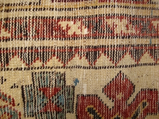 Shirvan 15 Snowflake Stars on Ivory. A 19th century prayer rug of petite dimensions. Camel hair and wool, some cotton weft. Numerous small holes and nicks, no restorations. A battle-scarred veteran of  ...