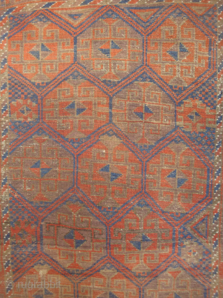 Antique 19th century Baluch Hexagon Lattice rug, ca. 36 c 60 inches. Low pile with corroded browns. USD 325 including shipping in the U.S. -- johnbatki@gmail.com       