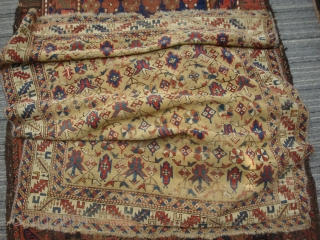 Fine and very old East Caucasian Yellow Field Khyrdaghyd pattern rug, ca. 4 x 4 ft 5 inches. Nice variant motifs near lower end.  Mid-19th century or earlier, with corresponding evidences  ...