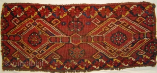 Antique Middle Amu Darya torba fragment, mounted on linen, 38 x 16 inches. Very rare design. Great colors, very poor photo. USD 1350. please use johnbatki@gmail.com       