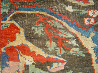 BIJAR GERRUS vagireh, 36 x 70 inches. Glowing colors of 19th century North-West Persian Kurdistan. Samples of stylized floral designs: florid yet sober tomato-red field, broad main bprder and 3 different secondaries.  ...