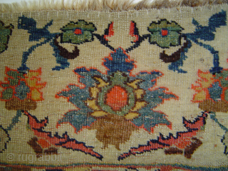 Early Bijar vagireh, 38 x 41 inches. A dream in old rose madder. Even wear consistent with age. johnbatki@gmail.com              