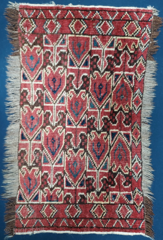Rare antique Beshir Middle Amu Darya panel, ex-DeCredico collection via Edelman auction NYC early 1980s.  USD 650.- includes shipping in the U.S,  please check out my other antique Turkmen rugs  ...