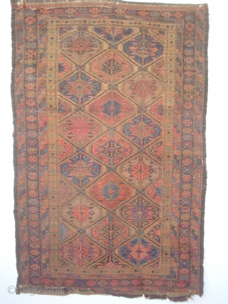 Baluch Gul Lattice Rug, symmetrical knots, possibly Bahluli, 33 x 61 inches.  Late 19th century.  These photos cannot convey the variety of vivid colors including a deep Aubergine (the lattice,  ...