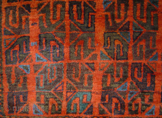 Baloch main carpet with Archaic Guls in a Reciprocal Grid pattern, 4'4" x 7'.
A meaty and heavy floor rug with an ethereal image that can float on your wall.
SOLD- Please check out  ...