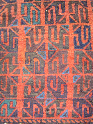 Baloch main carpet with Archaic Guls in a Reciprocal Grid pattern, 4'4" x 7'.
A meaty and heavy floor rug with an ethereal image that can float on your wall.
SOLD- Please check out  ...
