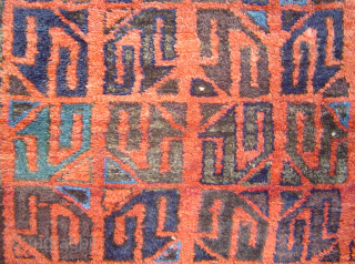 Baloch main carpet with Archaic Guls in a Reciprocal Grid pattern, 4'4" x 7'.
A meaty and heavy floor rug with an ethereal image that can float on your wall.
SOLD- Please check out  ...