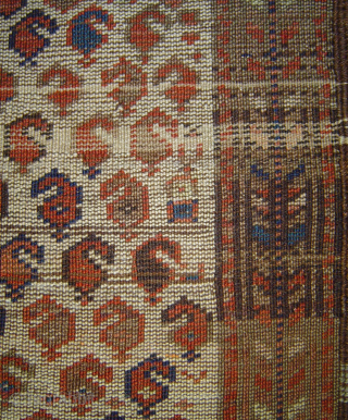 Petite antique Baluch prayer rug with 297 Botehs on ivory field, 26 x 47 inches. - Please inspect my other antique Baluch rugs posted on RR and email johnbatki@gmail.com    