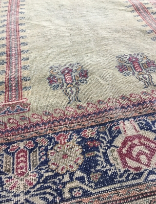 Turkish Ghiordes prayer rug, late 19th century, even all-over wear, 4'2"x6'2"                      