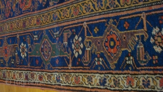 Circa 1900 4.4 x 8.5 feet.  Northwest Persian Bijar.  Wool foundation.  Good condition.  No repairs, but low pile.           
