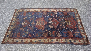 19th century Caucasian Alpan Kuba 3'5'' x 5'3''.  Wool foundation.  Good condition.  Some restoration and minor old re-piling in the white border one side of the rug.   