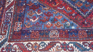 1st Q 20th century Southwest Persian Afshar or Khamseh rug.  Goat hair foundation.  Size 5'5'' x 6'10''.  Nice colors and minimal wear. Thick medium pile.     