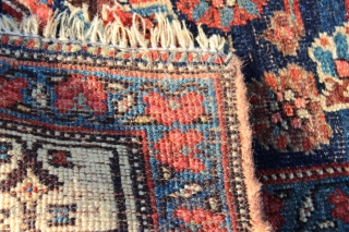 Late 19th century Bijar 5'0'' x 8'11''.  Wool warp and weft.  Good usable size.  No restoration.    Low pile with a little foundation visible in one spot,  ...