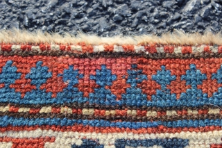 Kazak Karachov rug 3'5'' x 6'0''.  Late 19th or early 20th century.  Low even pile with good natural colors.  Basically un-restored condition with one tiny area of re-knotting and  ...