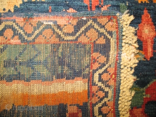 Antique Caucasian Seichur circa 1880 with floral design. Small imperfection at the bottom of the rug (shown in picture) Size 2.3x2.3            