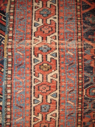 Karaja rug, item # 1838	, all natural colors and bold design, Looks almost like a big Shahsevan bag. ca 1900, good/fair condition. 3’3”X4’0”          