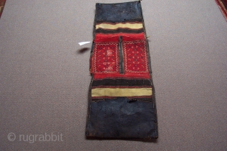 19" X 52" Northwest Iran double bag face with leather trimming. The condition is good. Circa 1890. Item # 4758             