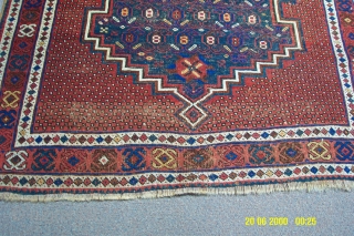 Persian Afshar measuring 3'4"x5'6", it has some traffice wear, circa 1890
                      