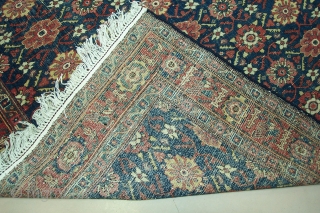 #5251 Senneh rug, the size is 4'6" X 6'2", circa 1890. It is in Mina Kane pattern, in good condition-hand sewn fringe added on both end.       