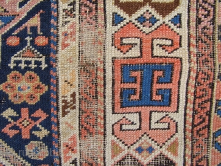 Akstafa long rug, the Caucasus, circa 1890, 264 x 129cm.
Worn and damaged in places.
More images available on request.               
