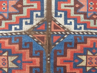 An East Anatolian 'Memling Gul' rug, probably mid 19th century, 245 x 111cm.  Deep, saturated colours.  Corroded brown and some damage.   Feels early.      