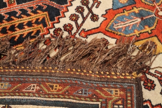 Really nice little Bakhtiari that measures 4'9"x6'4" and in fantastic original condition. Drawn really well with natural dyes and cool willows and human figures. It needs a wash and vacuum but that's  ...