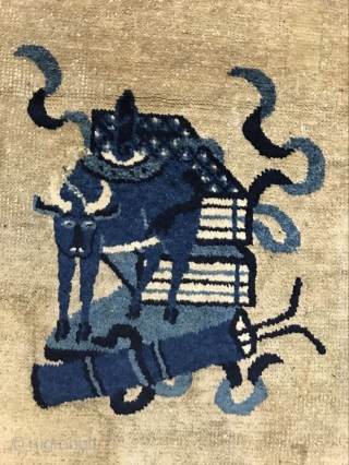 Baotao Inner Mongolia rug, 230x168cm in size, dating from the early 20th century or so, partially restored                