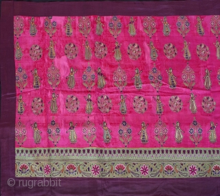 This particular embroidered piece is a figment of imagination translated by the Mochis of Kutch and Saurashtra, Gujarat, India to the regal embodiment of the late 19th century. Traditionally, as cobblers and  ...