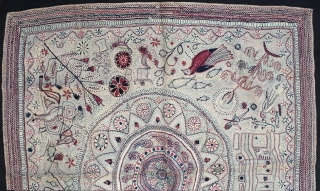 An interesting square shaped kantha quilt from Bengal, Asia, can be identified as baytan kantha derived from sanskrit vitan which means 'the canopy for Lord Vishnu's throne". Used originally for wrapping books  ...