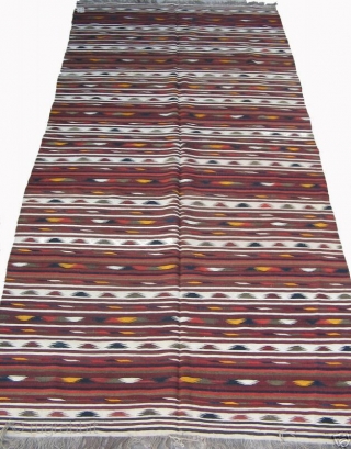 Antique Turkoman Kashgar Kilim. One of the few types of Oriental Kilims.

The extremely fine wool of this Kilim is so soft that it could be mistaken for a shawl.

Kashgar, the principal town  ...