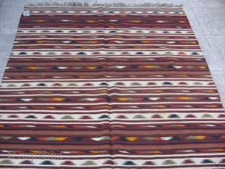 Antique Turkoman Kashgar Kilim. One of the few types of Oriental Kilims.

The extremely fine wool of this Kilim is so soft that it could be mistaken for a shawl.

Kashgar, the principal town  ...