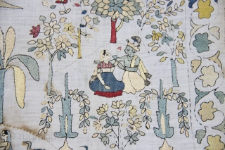 CHAMBA RUMAAL

A rare Rumaal hand-embroidered in the typical style of Chamba, Himchal Pradesh, India.

This Rumaal depicts Krishna in the forest doing various activities: offering flowers to Gopis, combing another Gopi’s hair, stealing  ...