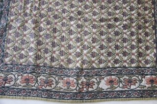 An excellent royal Mughal textile decorated with typical floral patterns all over. Thick silver strips have been used within the embroidery all over the textile.        