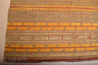 Very Rare Antique Yellow ground Sumatra Tapis with gold treads
missing some treads but still very decorative size aprox. 4.00ft x 3.40 ft
           