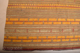 Very Rare Antique Yellow ground Sumatra Tapis with gold treads
missing some treads but still very decorative size aprox. 4.00ft x 3.40 ft
           