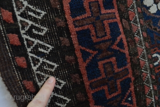 Beautiful antique baluch small rug coroded brown great age related 
All natural colors                    