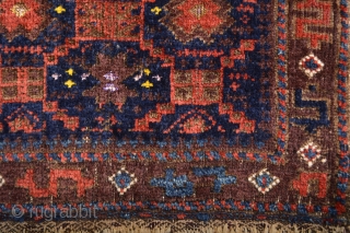 Beautiful Rare Baluch  with Dragon Border Dowry ( Wedding Gift )  
Timuri tribe Bagface with silk highlights
end 19th Century all Natural colors the silk highligts is colored with    ...