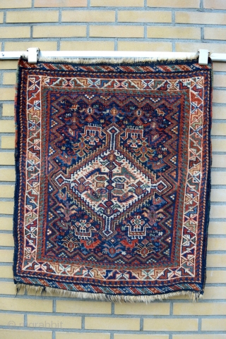 19 th century little Khamseh Confederation Antique rare dowry rug. Original condition
Very nice natural Colors ready for your collection 
2,6 x 2,3 feet or 84x71 cm       