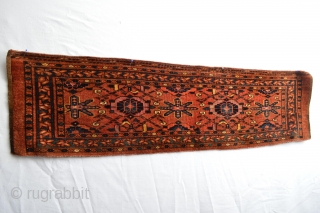 Un common type of  Antique Ersari Trapping with many silk highlights probably Dowry ( because the many silk ) beautiful colors and patern end 19th century or circa 1900's....



   
