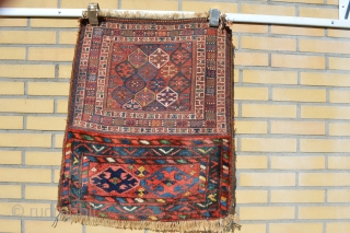 Colors for sale, Antique Luri Bahtiyar Bagfront with soumak weave.
Very good wool and design..                   