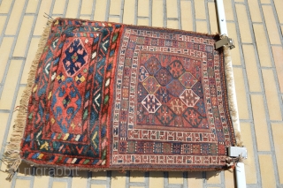 Colors for sale, Antique Luri Bahtiyar Bagfront with soumak weave.
Very good wool and design..                   