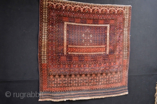 Late 19th century Saryk Tent Door fragment, Beautiful patern and generaly full pile. Very Decorative to hang as a tribal textile art. This fragment has a size 136 x 134 centimeters  