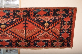 Gorgeous Probably Middle Amu Derya Region Ersari with fuchisine Silk Highlights. 19th century Beautiful Mostly full pile wool. Stuning Patern. Some Spots of old Glue on backside ends. size is appox 170  ...